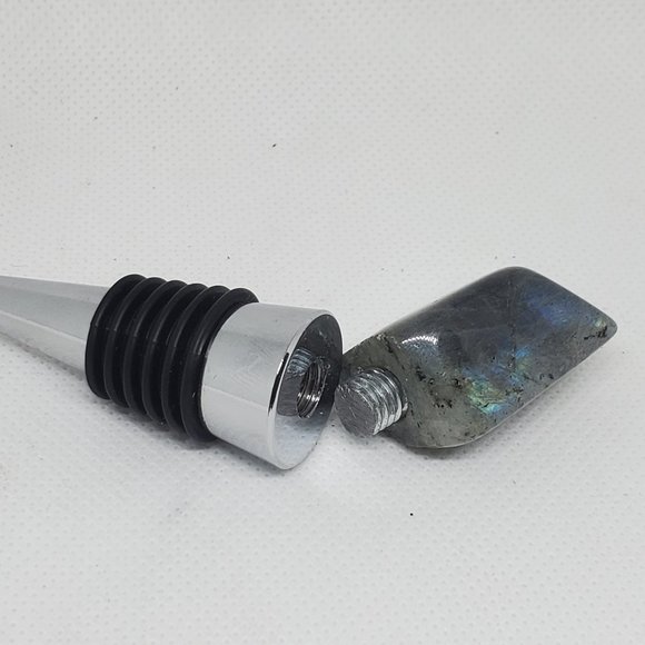 Labradorite Wine Stopper Metal Tumbled Stone - Picture 3 of 4